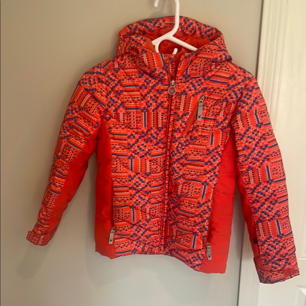 Spyder Orange and Blue Puffer Jacket with Hood